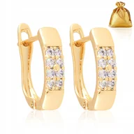 Kolczyki - ZŁOTE POZŁACANE KOLCZYKI ZE STALI CHIRURGICZNEJ ANGIELSKIE Z CYRKONIAMI 18K - miniaturka - grafika 1