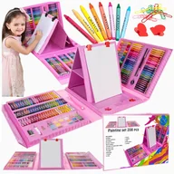 Zabawki interaktywne dla dzieci - ZESTAW ARTYSTYCZNY DO MALOWANIA 208 elementów WALIZKA U569R - miniaturka - grafika 1