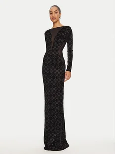 Elisabetta Franchi Sukienka wieczorowa AB-737-47E2 Czarny Slim Fit - Sukienki - miniaturka - grafika 1