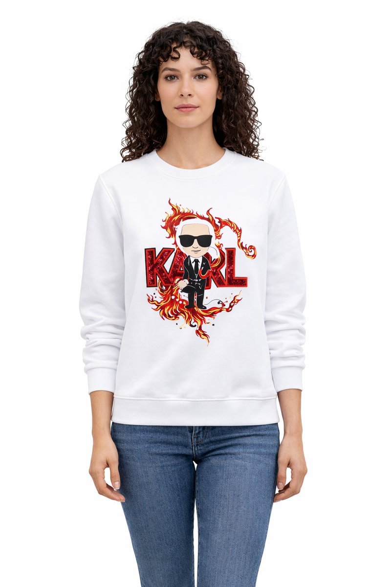 KARL LAGERFELD BLUZA DAMSKA BIAŁA Z HAFTEM Z PRZODU S 1I4A
