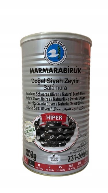 Oliwki czarne tureckie z pestką Marmarabirlik 800 g - L (HIPER)