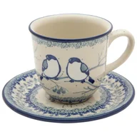 Filiżanki - Filiżanka Do Herbaty Kawy 200 Ml Ze Spodkiem - Ceramika Artystyczna Bolesławiec - miniaturka - grafika 1