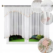 Firany - FIRANA GOTOWA 400x155 FIRANKA FALISTA ŁUKI Z GIPIURĄ KOLOROWĄ 13cm - miniaturka - grafika 1