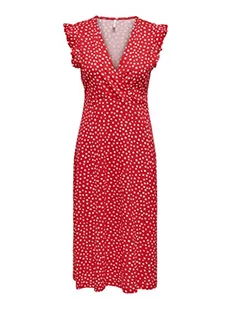 ONLY Women's ONLMAY S/L WRAP Dress Box JRS sukienka midi, High Risk Red, XS, czerwony (high risk red), XS - Sukienki - miniaturka - grafika 1
