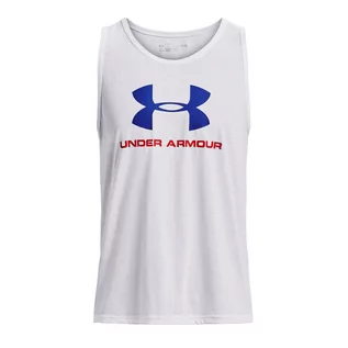 Koszulki męskie - Under Armour, Top sportowy męski, Sporstyle Logo Tank, 1329589-104, Biały, Rozmiar XL - grafika 1