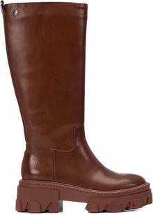 XTI BRĄZOWE KLASYCZNE KOZAKI Z ZAMKIEM NA PLATFORMIE 36 TLA - Kozaki damskie - miniaturka - grafika 1