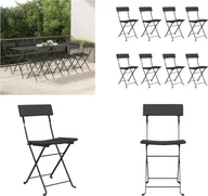Fotele i krzesła ogrodowe - vidaXL Krzesła bistro 8 szt. Składane krzesła bistro z czarnego rattanu i stali - Składane krzesła bistro - Meble ogrodowe - Meble zewnętrzne - miniaturka - grafika 1