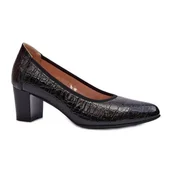 Czółenka - Vinceza Lakierowane Czółenka Z Tłoczeniem Czarne Cynania - miniaturka - grafika 1