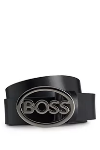 BOSS Męski pasek Icon-Ov-G z włoskiej skóry z metalowym zapięciem z logo, czarny (Black1), 105 - Paski - miniaturka - grafika 1