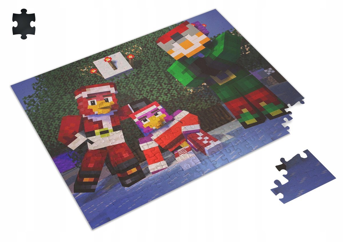 PUZZLE Minecraft Świąteczne Creeper Christmas + IMIĘ Pudełko A4 120 el. #4