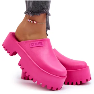 Damskie Klapki Na Masywnej Podeszwie Big Star NN274019 Fuksja różowe - Klapki i japonki damskie - miniaturka - grafika 1