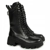 Botki damskie - Czarne botki trzewiki workery Carinii B9171_-E50 skóra modne r.36 - miniaturka - grafika 1