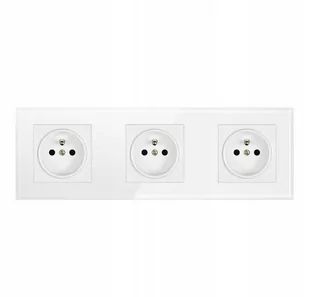 Gniazdo Szklane Z Bolcem  Potrójne Białe - Gniazdka elektryczne - miniaturka - grafika 1