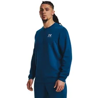Bluzy sportowe męskie - Męska bluza dresowa nierozpinana bez kaptura Under Armour UA Essential Fleece Crew - niebieska - UNDER ARMOUR - miniaturka - grafika 1
