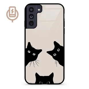Czarne koty - Galaxy S21 FE 5G Etui szklane flexible indukcyjne - Etui i futerały do telefonów - miniaturka - grafika 1