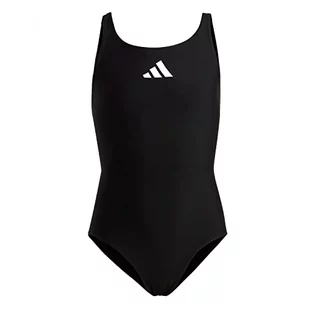 adidas Jednoczęściowy kostium kąpielowy z logo dla dziewcząt, rozmiar Solid Small - Stroje kąpielowe - miniaturka - grafika 1