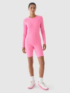Spodnie sportowe damskie - Damskie legginsy kolarki treningowe 4F 4FRAW24TFSTF04 - różowe - miniaturka - grafika 1