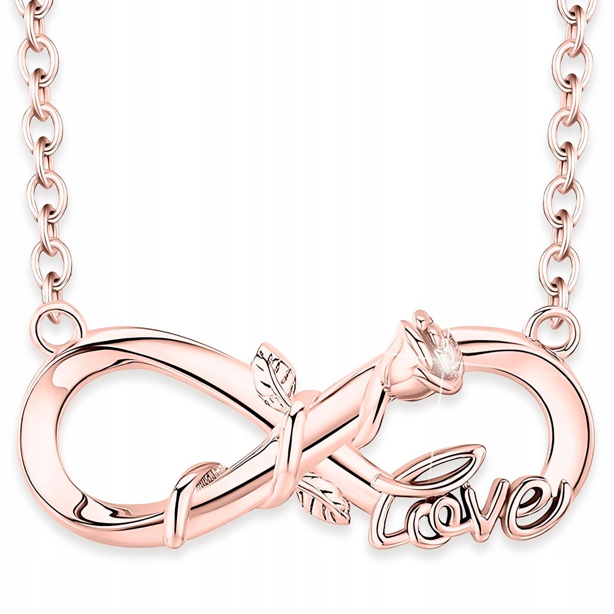 Naszyjnik Pozłacany Nieskończoność z Kwiatem Kwiat Kwiatek SREBRO 925