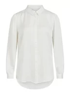 Bluzki damskie - Vila Damska bluzka Viellette Satin L/S Shirt/Su-Noos, Śnieżnobiały, 40 - miniaturka - grafika 1