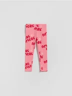 Spodnie i spodenki dla dziewczynek - Reserved - Bawełniane legginsy z nadrukiem - różowy - miniaturka - grafika 1