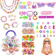 Prace ręczne dla dzieci - ZESTAW KORALIKI DO ROBIENIA BIŻUTERI CHARMSY Z LAKLĄ - miniaturka - grafika 1
