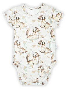 Niemowlęce body bawełniane z krótkim rękawem sarenki kremowe Nicol,r.80 - Body dla niemowląt - miniaturka - grafika 1