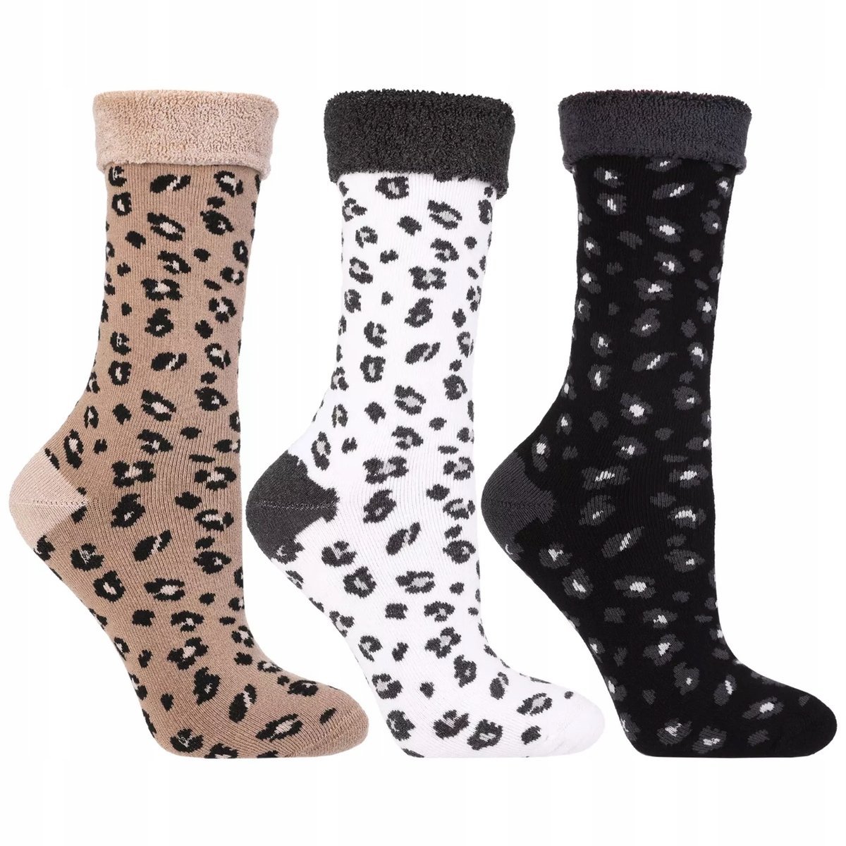 3X Skarpetki Damskie Panterka Ciepłe Wysokie Skarpety Kolorowe Moraj 38-41