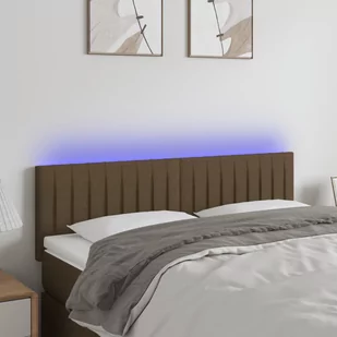 Lumarko Zagłówek do łóżka z LED, ciemnobrązowy, 144x5x78/88 cm, tkanina - Inne meble do sypialni - miniaturka - grafika 1