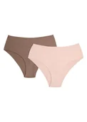 Majtki damskie - Majtki z wyższym stanem Bump 2-pak Henderson brązowy, beżowy M - Esotiq&Henderson - miniaturka - grafika 1