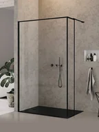 Ścianki i drzwi prysznicowe - Czarna ścianka prysznicowa rozmiar 140 cm + ścianka 30 cm pełna rama EXK-5587/EXK-5588 New Modus Black - miniaturka - grafika 1