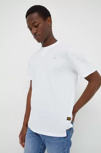 G-Star Raw t-shirt bawełniany męski kolor biały gładki - Koszulki męskie - miniaturka - grafika 1