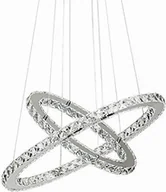 Lampy sufitowe - TRMLBE 48W Luksusowy nowoczesny kryształowy żyrandol wiszący Lampa sufitowa Led z dwoma pierścieniami (48W zimna biel) - miniaturka - grafika 1