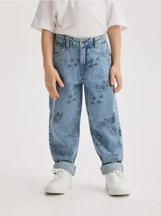 Reserved - Classic denim carrot z nadrukiem - niebieski - Spodnie i spodenki dla chłopców - miniaturka - grafika 1