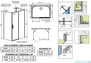 Radaway Idea Kdj+s kabina prysznicowa 90x100x90 prawa przejrzyste 10116100-01-01R/387050-01-01L/10117090-01-01 - Kabiny prysznicowe - miniaturka - grafika 2