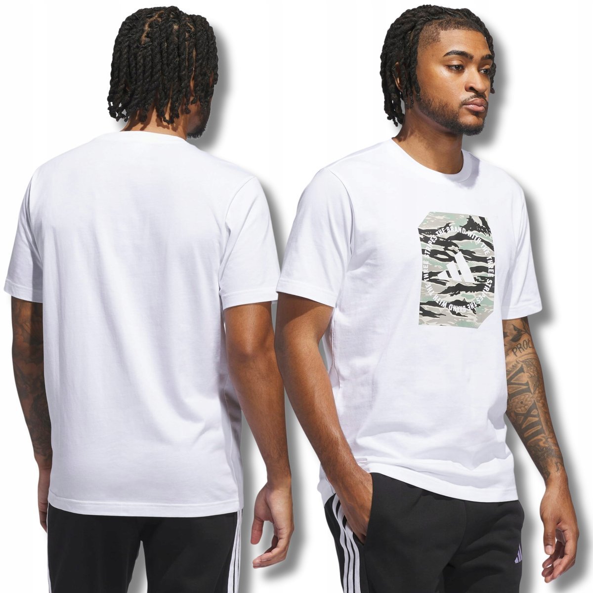 Koszulka Męska Adidas Sportowa Krótki Rękaw T-Shirt Bawełniana Biała Xxl