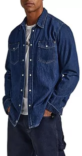 Pepe Jeans Koszula męska Hammond, Niebieski (Denim-xv9), L - Koszule męskie - miniaturka - grafika 1