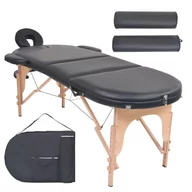 Stoły i łóżka do masażu - vidaXL Składany stół do masażu z 2 wałkami, grubość 10 cm, czarny vidaXL - miniaturka - grafika 1
