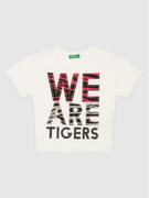 Koszulki dla chłopców - Benetton United Colors Of T-Shirt 3096C1537 Biały Boxy Fit - miniaturka - grafika 1