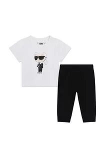 Dresy i komplety dla chłopców - Karl Lagerfeld dres bawełniany niemowlęcy kolor biały - grafika 1