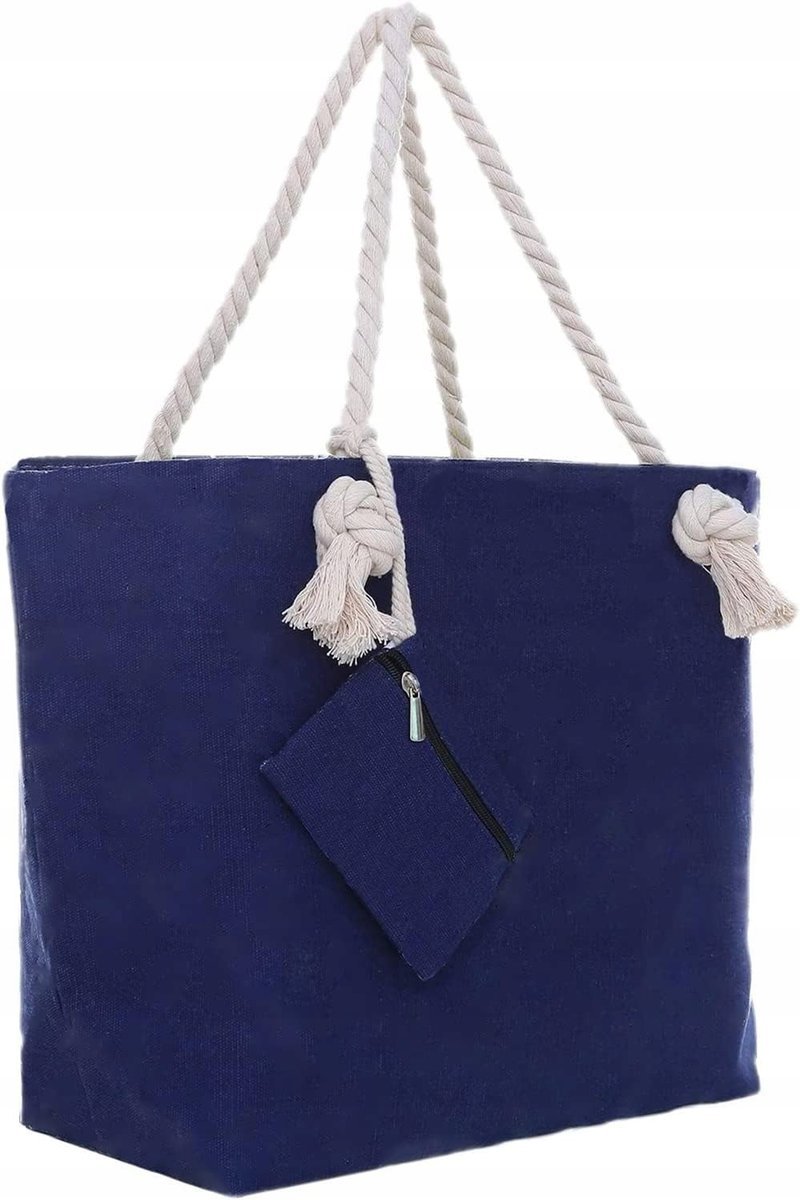 Torba plażowa dla kobiet Bardzo duża z zamkiem błyskawicznym Niebieski