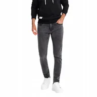 Spodnie męskie - Dopasowane jeansowe męskie spodnie SLIM FIT grafitowe V3 OM-PADP-0214 XL - miniaturka - grafika 1