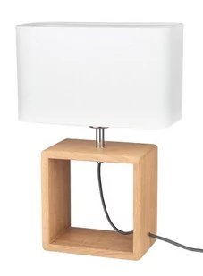 Britop Abażurowa  stojąca CADRE 7702974 skandynawska LAMPA biurkowa prostokątna na stół biała dąb - Lampy stojące - miniaturka - grafika 1