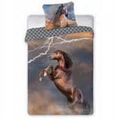 Pościel dla dzieci - Koń z Piorunami Pościel 160x200 70x80 Dynamiczny Wzór Horses - miniaturka - grafika 1