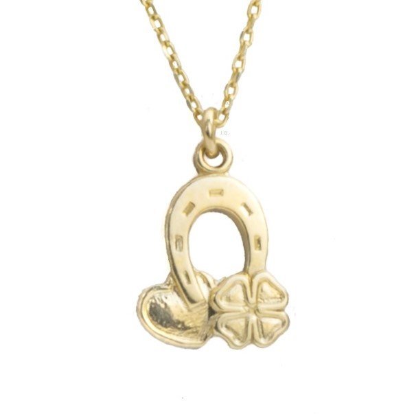 Naszyjnik podkowa, serce, koniczyna, srebro 925 pozłacane 40 cm / JG. Projekt