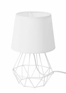 Lampka nocna stołowa diament z abażurem DEKORACJADOMU.PL, biała - Lampy stojące - miniaturka - grafika 1