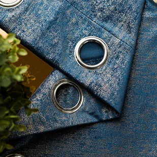 Gotowa zasłona welwetowa na przelotkach, 140x250 cm, ze złotym nadrukiem w kolorze granatowym, Eleonora - Zasłony - miniaturka - grafika 1