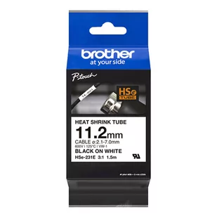 Brother oryginalny taśma do drukarek etykiet, Brother, HSE-231E, czarny druk/biały podkład, 1.5m, 11.2mm - Etykiety do drukarek - miniaturka - grafika 1