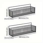 Inne - TEMU Żelazny 2-pakowy kosz do przechowywania montowany na ścianie, bez dziurkowania, metalowy organizer do zawieszania do łazienki i kuchni - miniaturka - grafika 1