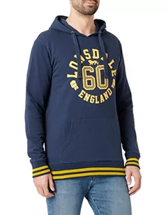 Lonsdale Męska bluza z kapturem, granatowa/żółta, M - Bluzy męskie - miniaturka - grafika 1