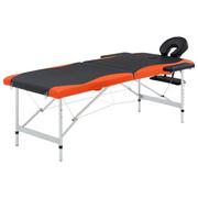 Stoły i łóżka do masażu - VidaXL 2-strefy, składany stół do masażu, aluminium czarny i pomarańcz - miniaturka - grafika 1